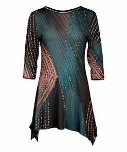 Lily | Teal & Coral Abstract Sidetail Tunic - Plus
