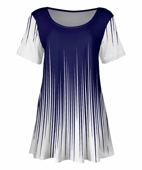 Lily | Blue & White Abstract Scoop Neck Tunic - Plus 1 Lily | Blue & White Abstract Scoop Neck Tunic - Plus
