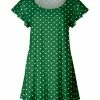 Lily | Green & White Polka Dot Flutter-Sleeve Tunic - Plus