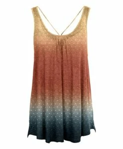Lily | Teal & Rust Ombré Crisscross-Back Sleeveless Tunic - Women