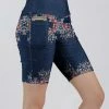 Lily | Navy & Red Floral Pocket Bike Shorts - Plus