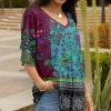 Lily | Fuchsia & Teal Floral Medallion Ruffle-Sleeve V-Neck Tunic - Women