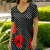 Lily | Black & Red Polka Dot Floral V-Neck Tunic - Women