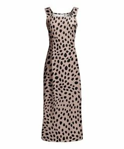 Lily | Beige & Black Cheetah Sleeveless Maxi Dress - Women
