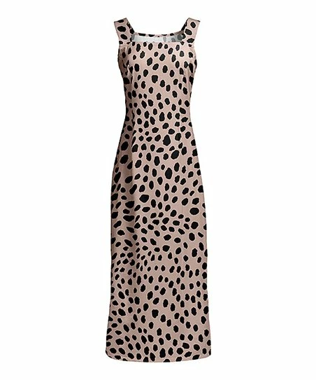 Lily | Beige & Black Cheetah Sleeveless Maxi Dress - Women 1 Lily | Beige & Black Cheetah Sleeveless Maxi Dress - Women