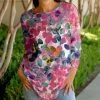 Lily | Pink & Teal Watercolor Foliage Long-Sleeve Tunic - Plus