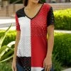 Lily | Black & Red Color Block Polka Dot V-Neck Tunic - Women