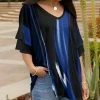 Lily | Black & Blue Abstract Layered-Sleeve V-Neck Tunic - Women & Plus