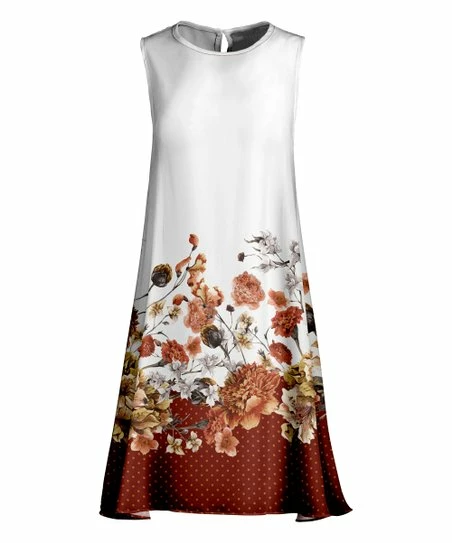 Lily | Red & White Floral Sleeveless A-Line Midi Dress - Women 1 Lily | Red & White Floral Sleeveless A-Line Midi Dress - Women