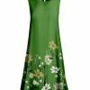 Lily | Green & Olive Floral Sleeveless Dress - Plus