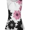 Lily | Black & Pink Daisies Pleated Tank - Plus