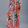Lily | Red & Purple Floral Wide-Leg Pants - Plus