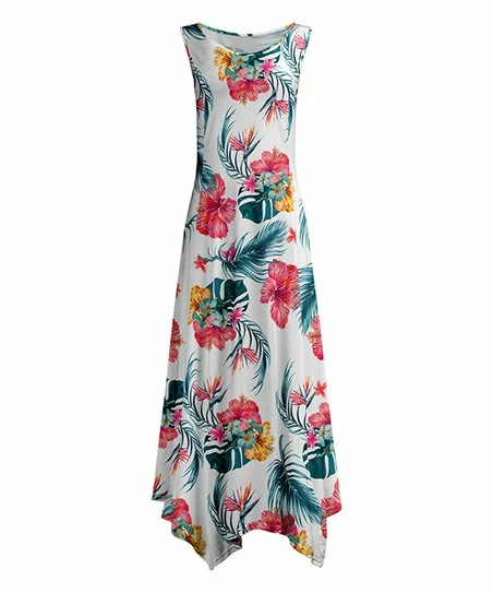 Lily | Teal & Pink Floral Sleeveless Handkerchief-Hem Maxi Dress - Women 1 Lily | Teal & Pink Floral Sleeveless Handkerchief-Hem Maxi Dress - Women