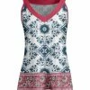 Lily | Blue & Red Medallions V-Neck Tank - Plus
