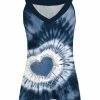 Lily | Navy & White Tie-Dye V-Neck Tank - Plus
