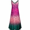 Lily | Turquoise & Pink Abstract Ombré V-Neck Maxi Dress - Women