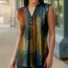 Lily | Navy & Yellow Abstract V-Neck Tank - Plus