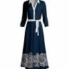 Lily | Navy & White Paisley Tie-Waist Maxi Shirt Dress - Women