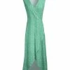 Lily | Green & Mint Abstract Sleeveless Wrap Maxi Dress - Plus