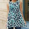 Lily | Blue & White Drops Sleeveless Swing Tunic - Plus