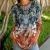 Lily | Rust & Navy Floral Paisley Long-Sleeve Crewneck Tunic - Women & Plus