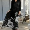 Lily | Black & White Floral Tied-Waist Collard Maxi Dress - Plus