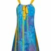 Lily | Blue & Aqua Turtle Tie-Accent Sleeveless Tunic - Women