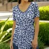 Lily | Blue & White Leopard V-Neck Tunic - Plus