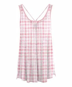 Lily | White & Pink Gingham Scoop Neck Sleeveless Tunic - Women