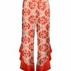 Lily | Red & White Geometric Ruffle-Accent Pants - Women