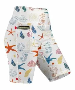 Lily | White & Red Sea Life Pocket Bike Shorts - Women