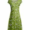 Lily | Olive & White Floral Cap-Sleeve Dress - Plus