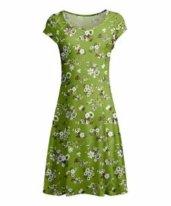 Lily | Olive & White Floral Cap-Sleeve Dress - Plus
