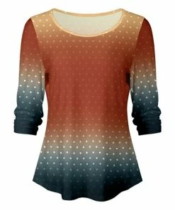Lily | Rust & Navy Polka Dot Long-Sleeve Boatneck Top - Women