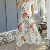 Lily | White & Red Floral Handkerchief Maxi Dress - Women