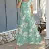 Lily | Teal & White Daisies Handkerchief Maxi Dress - Plus