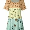 Lily | Orange & Turquoise Floral Short-Sleeve Scoop Neck Tunic - Plus