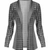 Lily | Black & Gray Plaid Shawl-Collar Open Cardigan - Plus