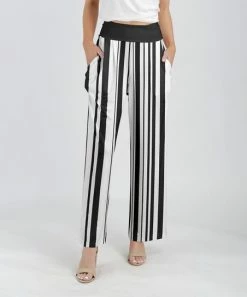 Lily | White & Black Stripe Pocket High-Waist Pants - Women