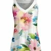 Lily | White & Pink Floral V-Neck Tank - Women