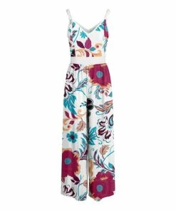 Lily | White & Fuchsia Floral Jumpsuit - Plus