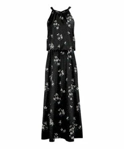 Lily | Black & White Floral Blouson Maxi Dress - Women