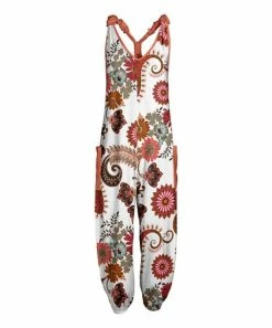 Lily | White & Coral Floral Harem Jumpsuit - Plus