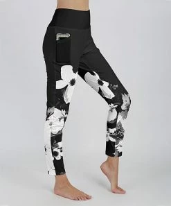 Lily | Black & White Floral Pocket High-Waist Leggings - Women