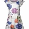 Lily | Blue & White Floral Flutter-Sleeve Tunic - Plus