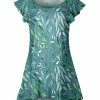 Lily | Turquoise & Green Foliage Flutter-Sleeve Tunic - Women & Plus