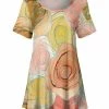 Lily | Pink & Yellow Floral Sketch Scoop Neck Tunic - Women
