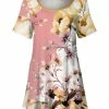 Lily | Pink & Beige Floral Scoop Neck Tunic - Women
