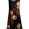 Lily | Black & Red Rose Floral Pleated Sleeveless Tunic - Plus