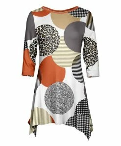 Lily | Rust & Gray Circles Sidetail Tunic - Women